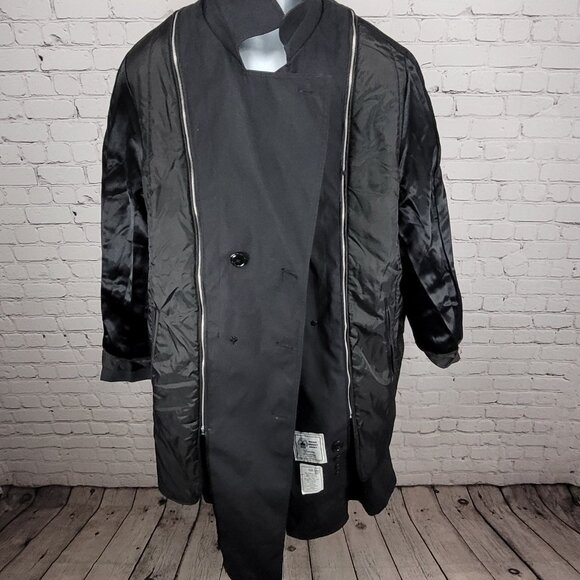 Defense Logistics Agency Garrison All Weather Navy Belted Trench Army Coat 48R - Picture 4 of 13